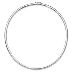 14k White Gold Polished 4mm Standard Weight 16 inch Domed Omega Necklace