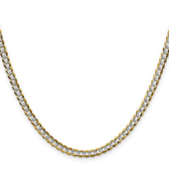 14k 3.7mm Lightweight Pav‚ Flat Cuban Chain