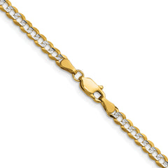 14k 3.7mm Lightweight Pav‚ Flat Cuban Chain