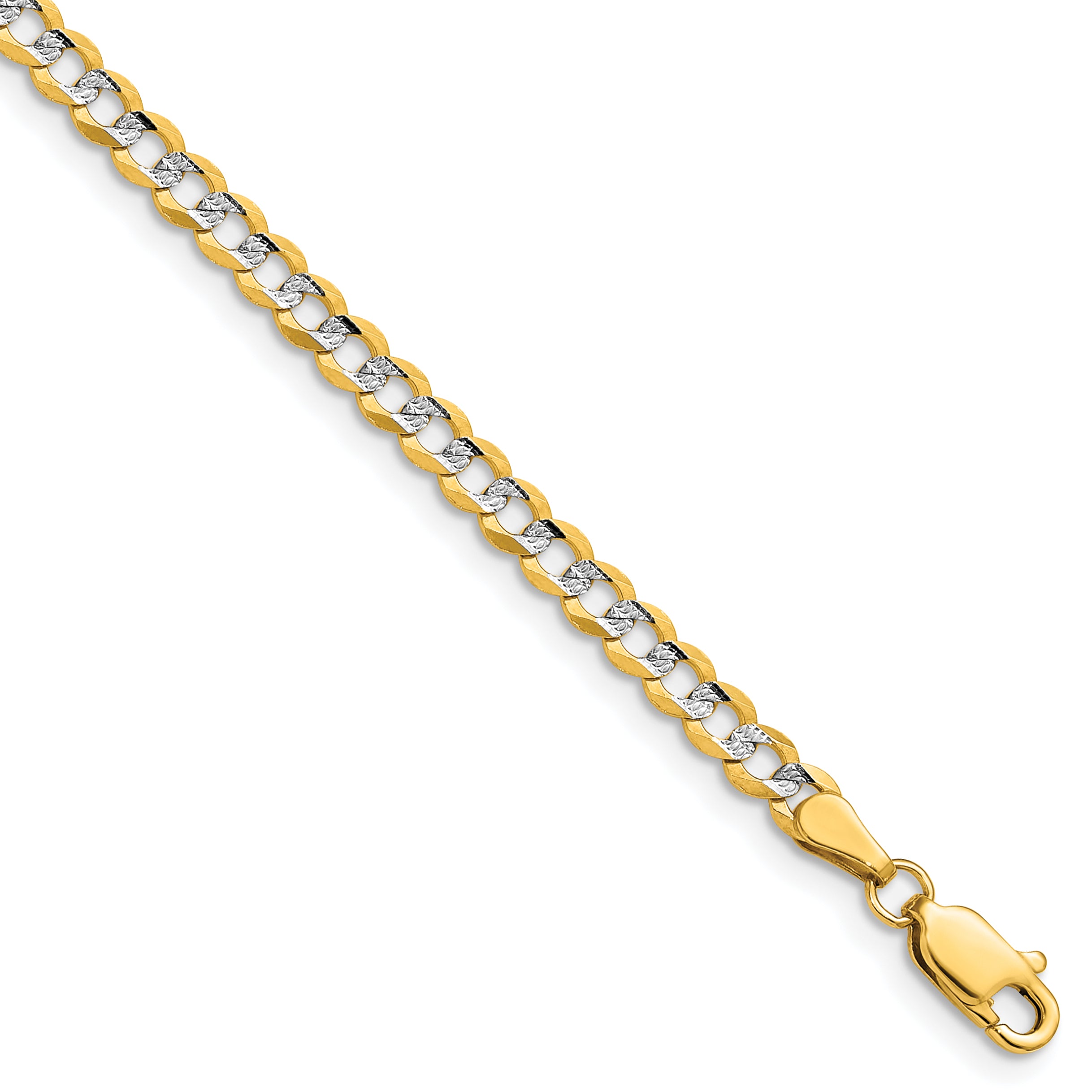 14k 3.7mm Lightweight Pav‚ Flat Cuban Chain