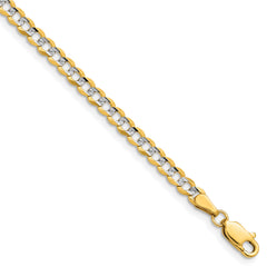 14k 3.7mm Lightweight Pav‚ Flat Cuban Chain
