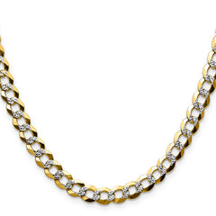 14k 7.2mm Lightweight Pav‚ Flat Cuban Chain
