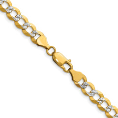 14k 7.2mm Lightweight Pav‚ Flat Cuban Chain