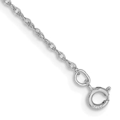 14K White Gold 9 inch .8mm Light Baby Rope with Spring Ring Clasp Anklet