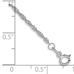 14K White Gold 9 inch 1.4mm Singapore with Spring Ring Clasp Anklet