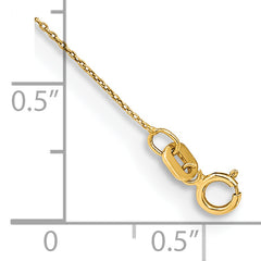 14K 10 inch .75mm Cable with Spring Ring Clasp Anklet