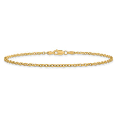 14K 10 inch 2.2mm Forzantine Cable with Lobster Clasp Anklet