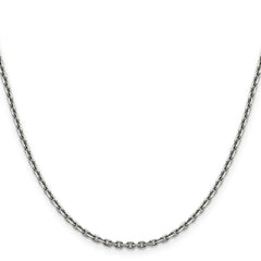 14K White Gold 24 inch 2.5mm Diamond-cut Cable with Lobster Clasp Chain
