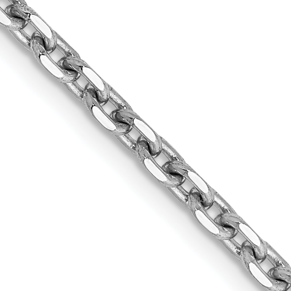 14K White Gold 24 inch 2.5mm Diamond-cut Cable with Lobster Clasp Chain