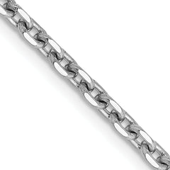 14K White Gold 24 inch 2.5mm Diamond-cut Cable with Lobster Clasp Chain