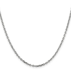 14K White Gold 24 inch 2.2mm Diamond-cut Round Open Link Cable with Lobster Clasp Chain