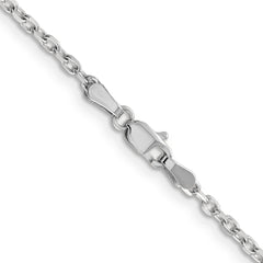 14K White Gold 24 inch 2.2mm Diamond-cut Round Open Link Cable with Lobster Clasp Chain