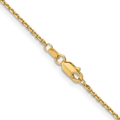 14K 30 inch 1.4mm Diamond-cut Round Open Link Cable with Lobster Clasp Chain