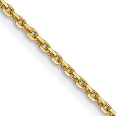 14K 30 inch 1.4mm Diamond-cut Round Open Link Cable with Lobster Clasp Chain
