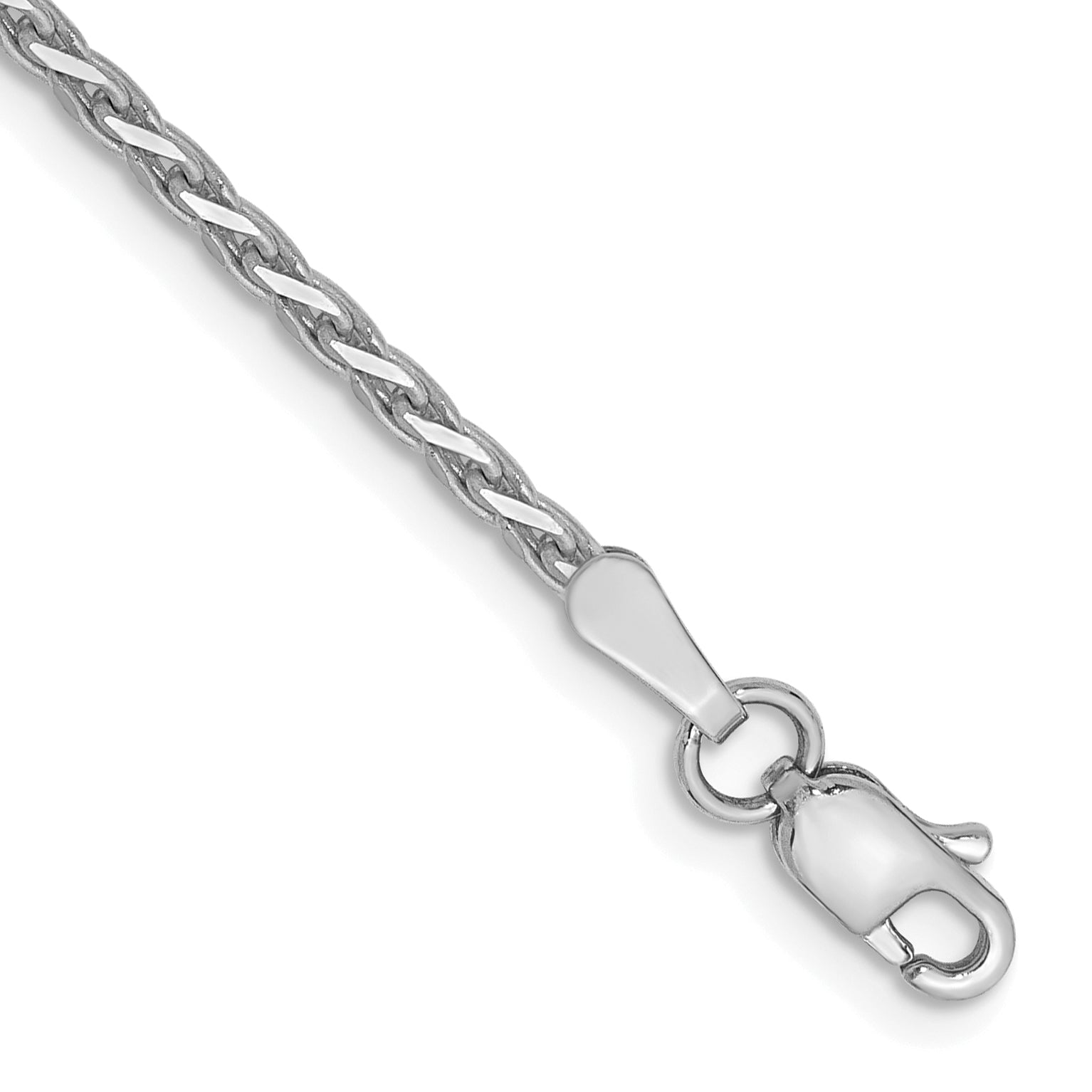 14K White Gold 10 inch 1.6mm Diamond-cut Parisian Wheat with Lobster Clasp Anklet