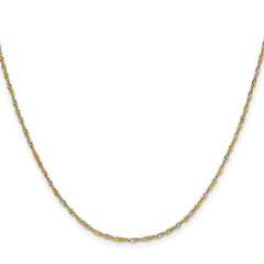 14k Yellow Gold with Rhodium 1.4mm Singapore Chain
