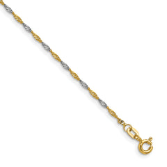 14k Yellow Gold with Rhodium 1.4mm Singapore Chain