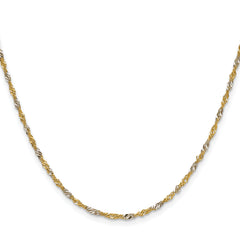 14k Yellow Gold with Rhodium 1.9mm Singapore Chain