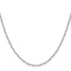 14k White Gold 2.1mm Solid Beveled Paperclip Chain