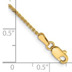 14K 10 inch 1.25mm Diamond-cut Spiga with Lobster Clasp Anklet