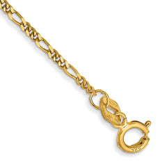 14K 10 inch 1.25mm Flat Figaro with Spring Ring Clasp Anklet
