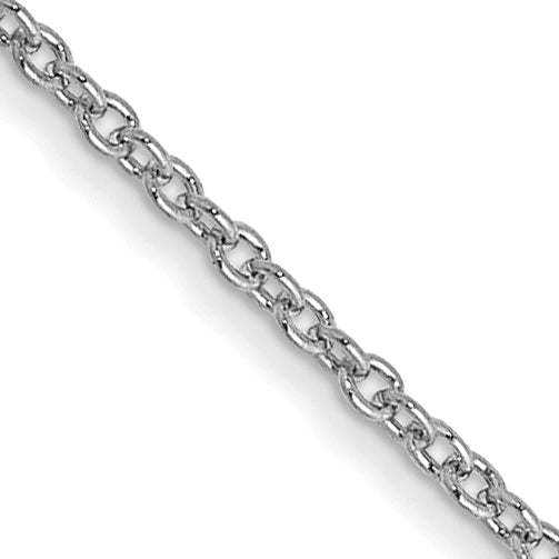 14K White Gold 30 inch 1mm Round Open Link Cable with Lobster Clasp Chain