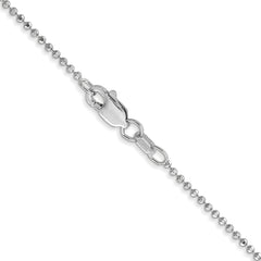 14K White Gold 24 inch 1.2mm Diamond-cut Beaded with Lobter Clasp Pendant Chain