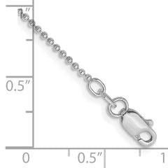 14K White Gold 10 inch 1.2mm Diamond-cut Beaded with Lobter Clasp Anklet