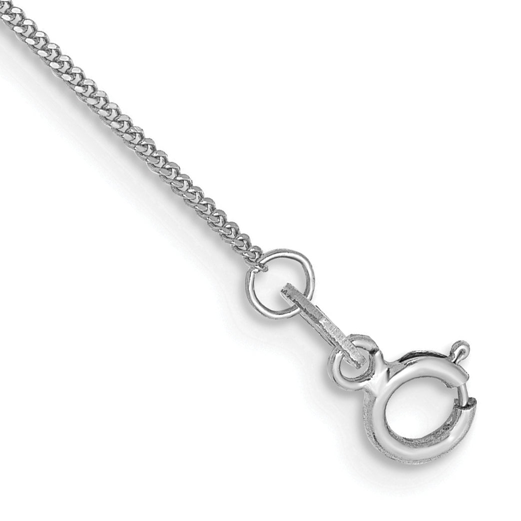14K White Gold 10 inch .9mm Curb with Spring Ring Clasp Anklet