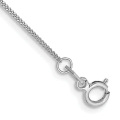 14K White Gold 10 inch .9mm Curb with Spring Ring Clasp Anklet