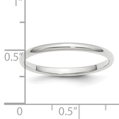 Platinum 2mm Half Round Wedding Band Size 12