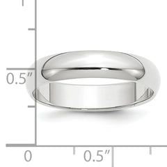 Platinum 5mm Half Round Wedding Band Size 12