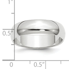 Platinum 6mm Half Round Wedding Band Size 12