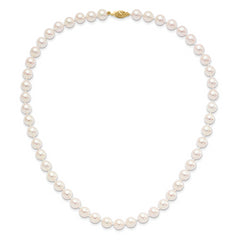 14k 8-9mm White Round Akoya Saltwater Cultured Pearl 18 inch Necklace