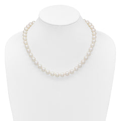 14k Polished 9-10mm Round White Akoya Saltwater Cultured Pearl 18 inch Necklace