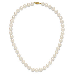 14k Polished 9-10mm Round White Akoya Saltwater Cultured Pearl 18 inch Necklace