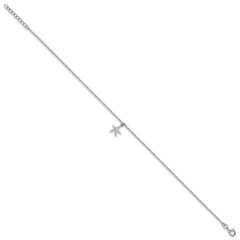 Sterling Silver Rhodium-plated Starfish Charm 9 inch Plus 1 inch Extender - Total 10 inch Anklet