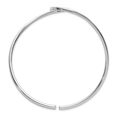 Sterling Silver Rhodium-plated Polished Wave Bangle