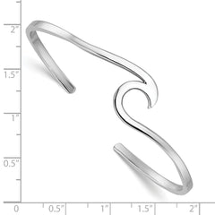 Sterling Silver Rhodium-plated Polished Wave Bangle