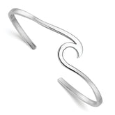Sterling Silver Rhodium-plated Polished Wave Bangle