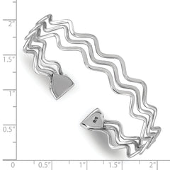 Sterling Silver Rhodium-plated Polished Multi Wave Bangle