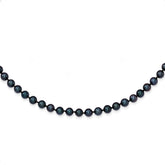 14k White Gold 5-6mm Black Round Akoya Saltwater Cultured Pearl 24 inch Necklace
