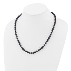 14k White Gold 6-7mm Black Round Akoya Saltwater Cultured Pearl 24 inch Necklace