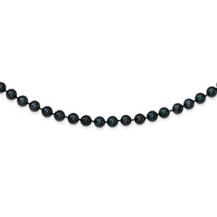 14k White Gold 6-7mm Black Round Akoya Saltwater Cultured Pearl 24 inch Necklace