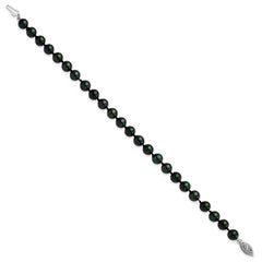 14k White Gold 6-7mm Black Round Akoya Saltwater Cultured Pearl 7 inch Bracelet