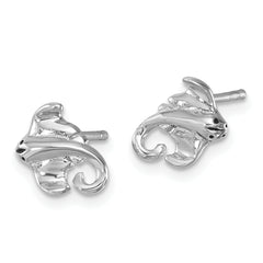 Sterling Silver Rhodium-plated Polished Cownose Stingray Post Earrings