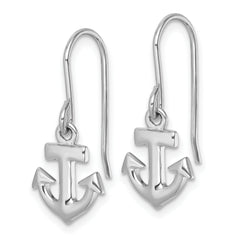 Sterling Silver Rhodium-Plated Polished Anchor Dangle Earrings