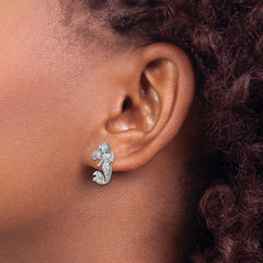 Sterling Silver Rhodium-Plated Antiqued Mermaid Earrings