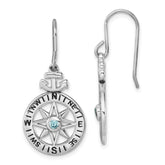 Sterling Silver Rhodium-Plated Polished CZ Compass Dangle Earrings