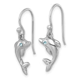 Sterling Silver Rhodium-plated Polished Dolphin Dangle Earrings